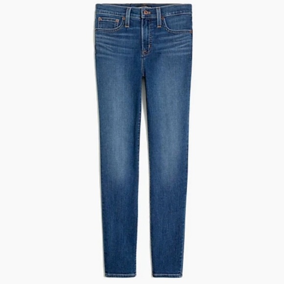 J Crew High Rise Skinny Jeans Medium Blue Wash Ankle Length size 33 L5517 - Picture 1 of 9